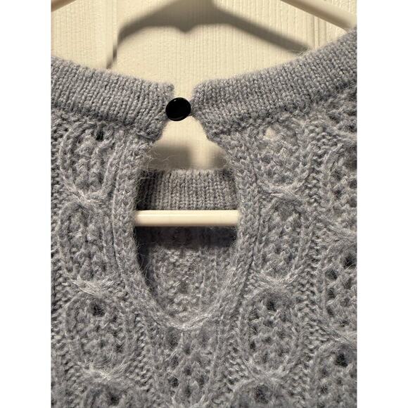 J.Crew Womens Light Blue/Gray Knit Puff Sleeve Wool Alpaca Blend Sweater Med - Picture 6 of 6